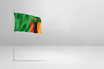 Foto op Aluminium Zambian flag isolated on white concrete wall background © daboost