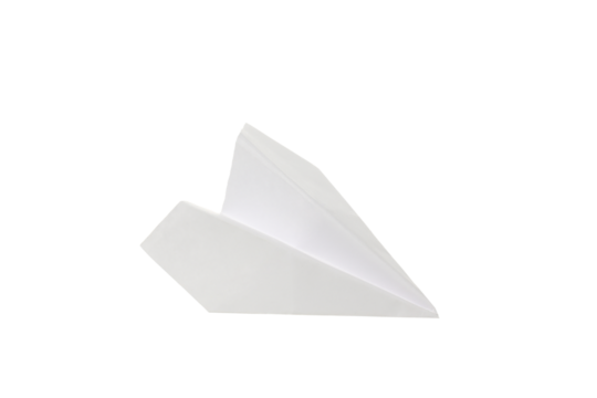 White paper plane isolated on white background