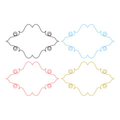 Wedding Romance Simple Ornamental Tags Collection isolated on White