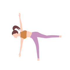 Retro Woman making Stretch Yoga Pose Vector Illustration