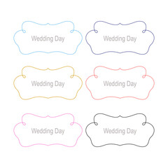 WEDDING DAY ORNAMENTAL LABELS, TAGS COLLECTION ISOLATED ON WHITE