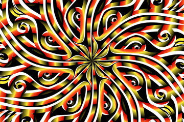 luxurious paper cut design colourful rainbow flowers line art pattern of indonesian culture traditional  batik ethnic dayak for textile or fashion
