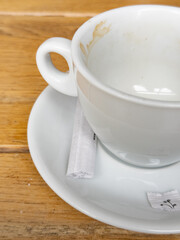 empty coffee cup and sugar