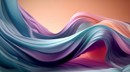 Abstract Background with 3D Waves Gradient Silk. Generative AI