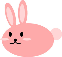Cute pink rabbit bunny doodle cartoon icon PNG