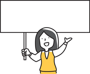 ボードを持つ女性