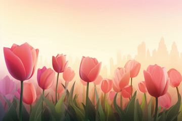 Tulip, spring background, generative ai