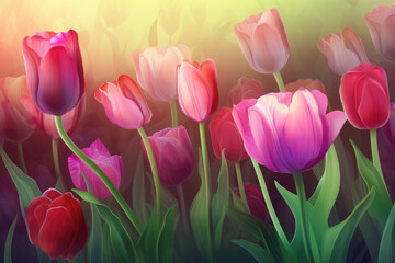Tulip, spring background, generative ai