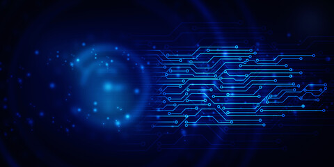 2d illustration Abstract futuristic electronic circuit technology background
