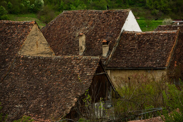 Fototapeta na wymiar Biertan a very beautiful medieval village in Transylvania, Romania. A historical town in Romania that has preserved the Frankish and Gothic architectural style. Travel photo.