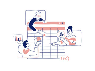 Email Productivity Illustration Work Working Employee Teamwork Company Startup Office Remote WFH schedule checklist task automation group discussion problem solving collaboration collaborative  Share 