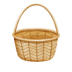 Watercolor brown basket.	