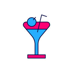 Filled outline Martini glass icon isolated on white background. Cocktail icon. Wine glass icon. Vector