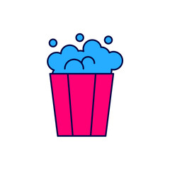 Filled outline Popcorn in cardboard box icon isolated on white background. Popcorn bucket box. Vector