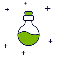 Filled outline Bottle with love potion icon isolated on white background. Happy Valentines day. Vector