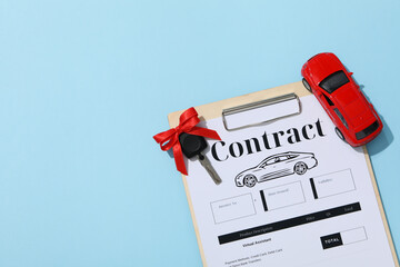 Concept of buying a car with toy car