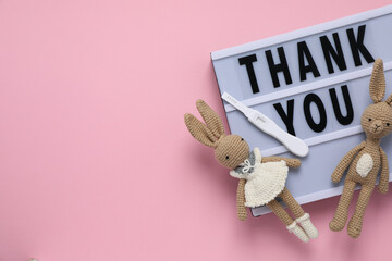 Birth of a child composition, text Thank you