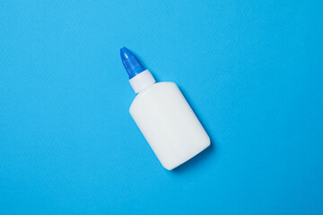 Concept of different office stationery with glue