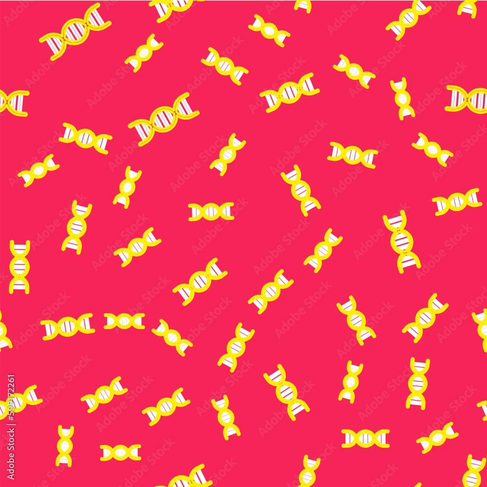 Aufkleber line dna symbol icon isolated seamless pattern on red background. vector