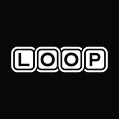 Loop logo. Vector lettering isolated in squares icon vector.