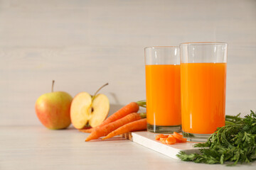 Concept of healthy nutrition and diet with Carrot juice