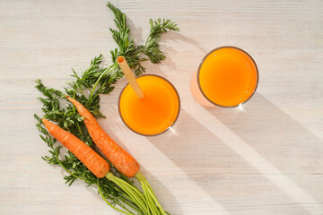 Concept of healthy nutrition and diet with Carrot juice