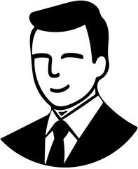 Businessman vector illustration in black, Logo design of a business personnel 