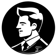 Businessman vector illustration in black, Logo design of a business personnel 