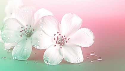 Soft and delicate background with fresh white flowers and pink tones Generative AI Illustration