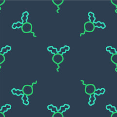 Line Radish icon isolated seamless pattern on blue background. Vector