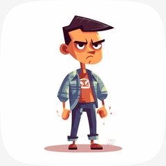 Cute little boy gets mad angry fighting and shouting expression, Vector illustration.