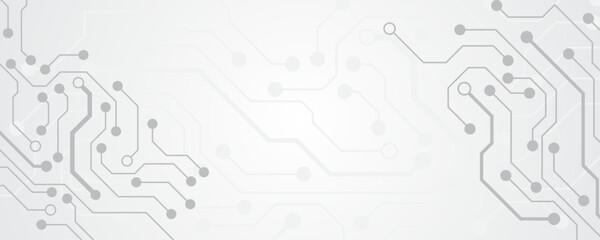 Circuit board electronic or electrical line on white tech background. Abstract technology background with various technology elements. Hi-tech communication concept innovation background. 