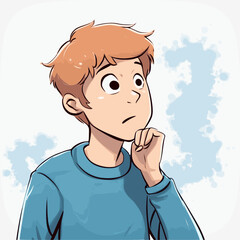 Emotional worried boy holding head in hands semi flat color vector character. Editable figure. Full body person on white. Simple cartoon style illustration for web graphic design and animation
