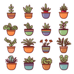 set of plants and pots style 11