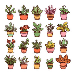 set of plants and pots style 6