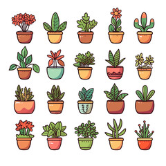 set of plants and pots style 5
