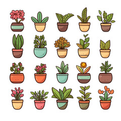 set of plants and pots style 4