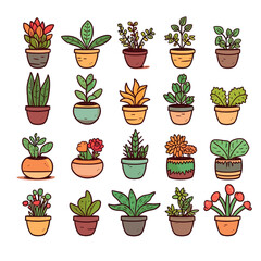 set of plants and pots style 2