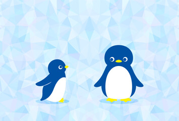 vector background with penguins on the ice for banners, cards, flyers, social media wallpapers, etc.