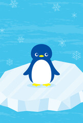vector background with penguins on the ice for banners, cards, flyers, social media wallpapers, etc.