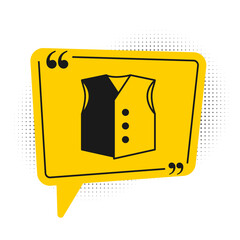 Black Waistcoat icon isolated on white background. Classic vest. Formal wear for men. Yellow speech bubble symbol. Vector