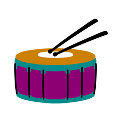Obraz na płótnie Canvas Flat Design Drum Icon Vector Illustration