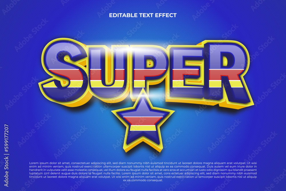 Poster editable text effect super star