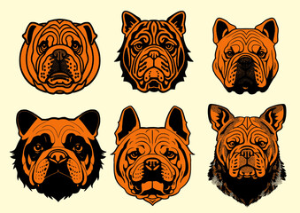 bulldog face sketch vector illustration graphic design hand drawn