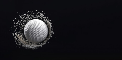Golf sport ball dynamic graphic banner with copy space, illustration generative AI