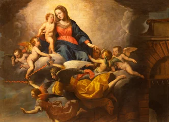Fotobehang GENOVA, ITALY - MARCH 7, 2023: The detail of Madonna from the painting  Blessed Alexandror Sauli healing from the plague by Domenico Fiasella (1630). © Renáta Sedmáková