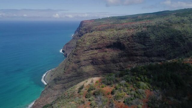 Aerial Drone View of Kauai Hawaii Napali Coast Polihale Beach and Waimea Canyon