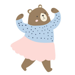 dancing bear in scandinavian style isolated vector