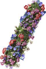 Flower Symbol Slash. Garden floral and plants font Isolated on transparent background. 3D render