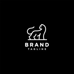 Cat Silhouette Outline Logo Design. Cat Silhouette Design In Minimalist Lines.